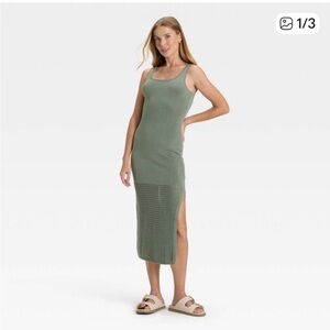 Universal Thread Ribbed Olive Knit Midi Dress